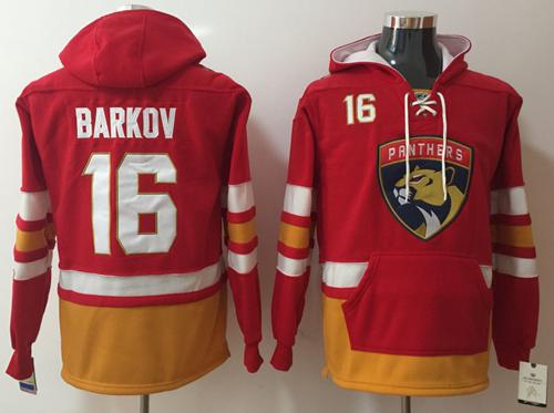 Panthers #16 Aleksander Barkov Red Name & Number Pullover NHL Hoodie - Click Image to Close